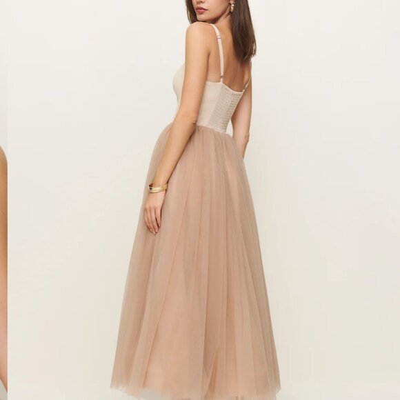 Reformation Esmarie Dress size 4 in Prosecco with Biscotti NWT - Picture 2 of 6